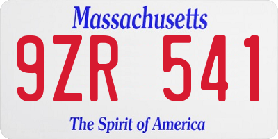 MA license plate 9ZR541