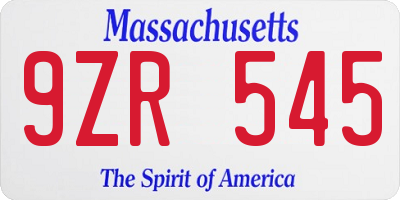 MA license plate 9ZR545