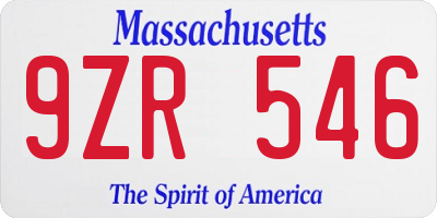 MA license plate 9ZR546