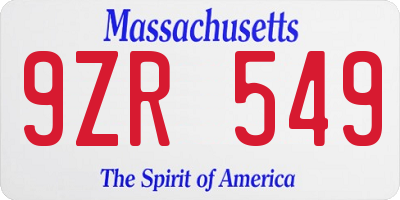 MA license plate 9ZR549