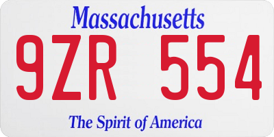 MA license plate 9ZR554