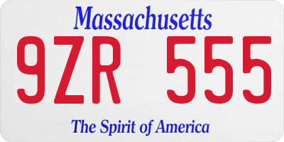 MA license plate 9ZR555