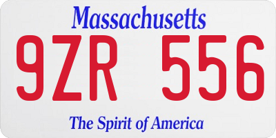 MA license plate 9ZR556