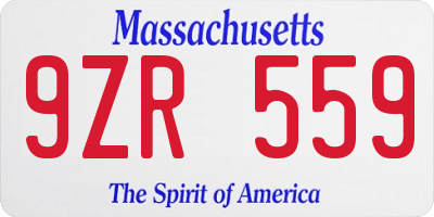 MA license plate 9ZR559