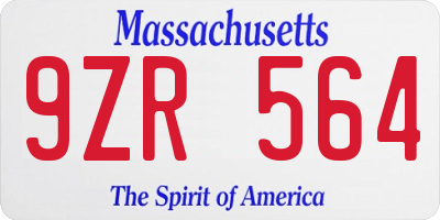 MA license plate 9ZR564
