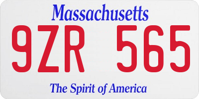 MA license plate 9ZR565