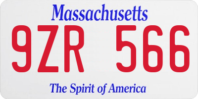 MA license plate 9ZR566