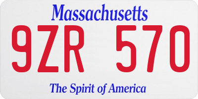 MA license plate 9ZR570