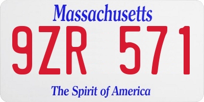 MA license plate 9ZR571