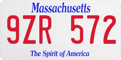 MA license plate 9ZR572