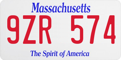 MA license plate 9ZR574