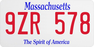 MA license plate 9ZR578