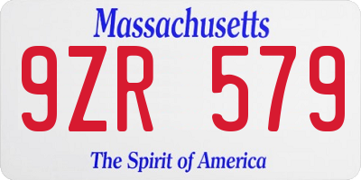 MA license plate 9ZR579