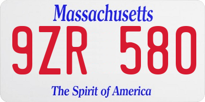 MA license plate 9ZR580