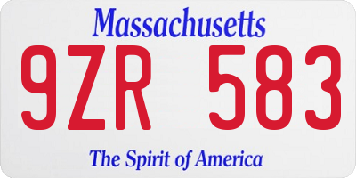 MA license plate 9ZR583