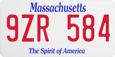 MA license plate 9ZR584