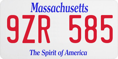 MA license plate 9ZR585
