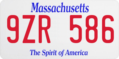 MA license plate 9ZR586