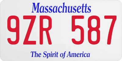 MA license plate 9ZR587