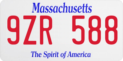 MA license plate 9ZR588