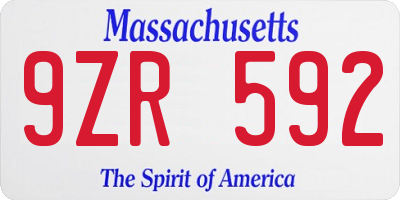 MA license plate 9ZR592