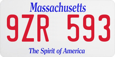 MA license plate 9ZR593