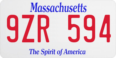 MA license plate 9ZR594