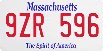 MA license plate 9ZR596