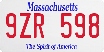 MA license plate 9ZR598