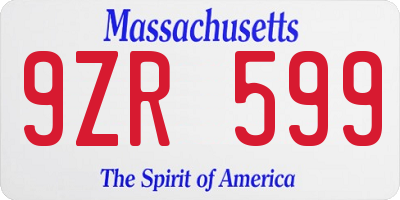 MA license plate 9ZR599