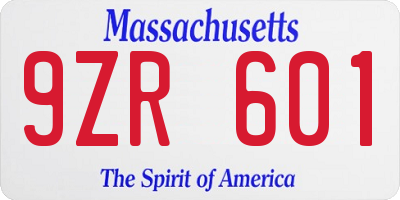 MA license plate 9ZR601