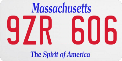 MA license plate 9ZR606