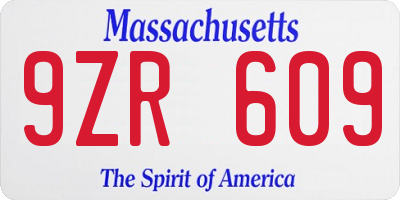 MA license plate 9ZR609