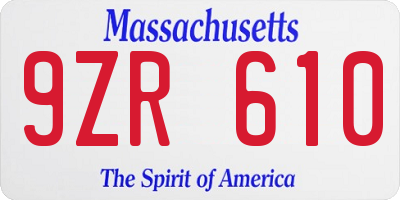 MA license plate 9ZR610