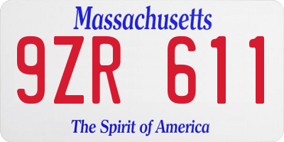 MA license plate 9ZR611