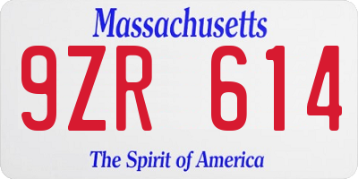 MA license plate 9ZR614