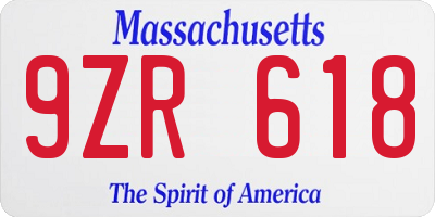 MA license plate 9ZR618