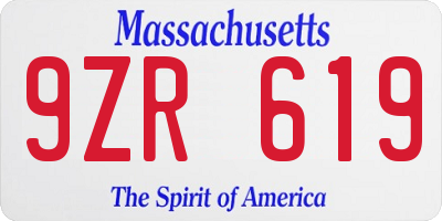 MA license plate 9ZR619