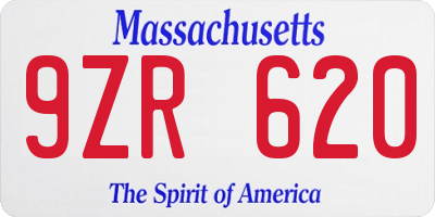 MA license plate 9ZR620
