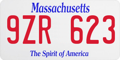 MA license plate 9ZR623