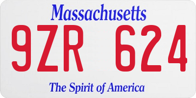 MA license plate 9ZR624