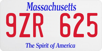 MA license plate 9ZR625