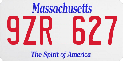 MA license plate 9ZR627