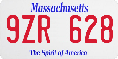 MA license plate 9ZR628