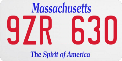 MA license plate 9ZR630