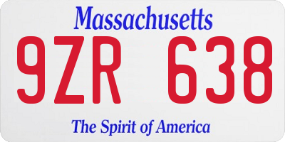 MA license plate 9ZR638