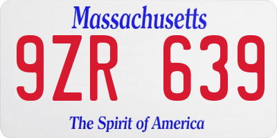 MA license plate 9ZR639