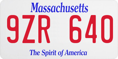 MA license plate 9ZR640