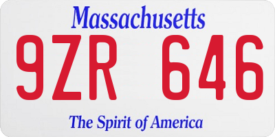 MA license plate 9ZR646