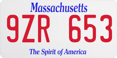 MA license plate 9ZR653